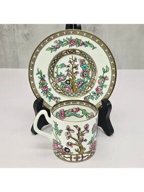 Coalport Indian Tree Demi Tea Cup & Saucer Set England  Bone China VL5104